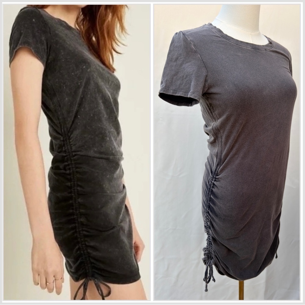 PINK Victoria's Secret Ruched Side Bodycon Mini Dress Charcoal Grey Acid Wash Sm